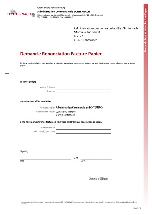 Renonciation Facture Papier / Verzicht Papierrechnung